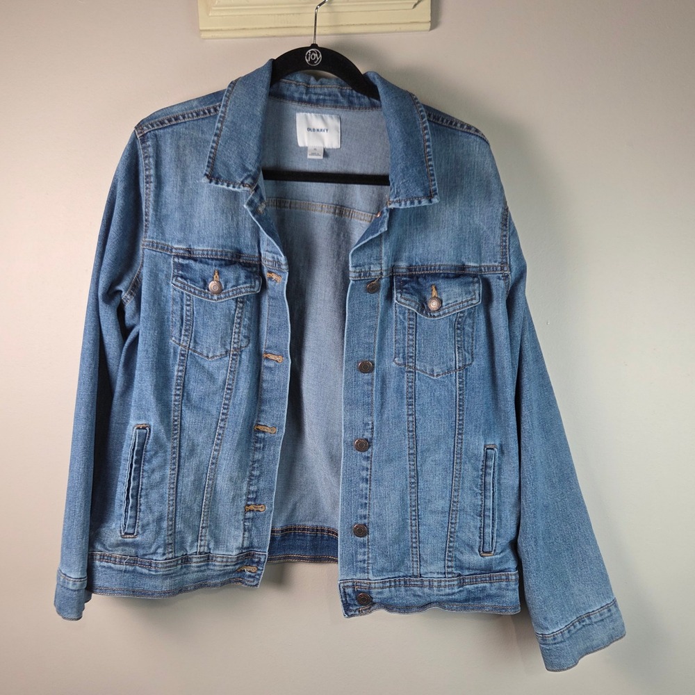 Old Navy Denim Jacket Womens XL Blue Excellent Stretch Jean Trucker 714109-00